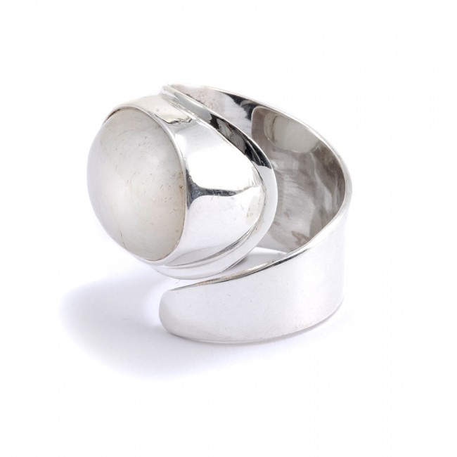 Bague réglable avec grande pierre cabochon - Silver Jewellery - Boutique Nirvana