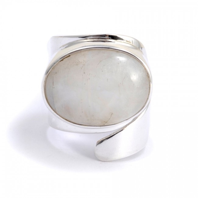 Bague réglable avec grande pierre cabochon - Silver Jewellery - Boutique Nirvana