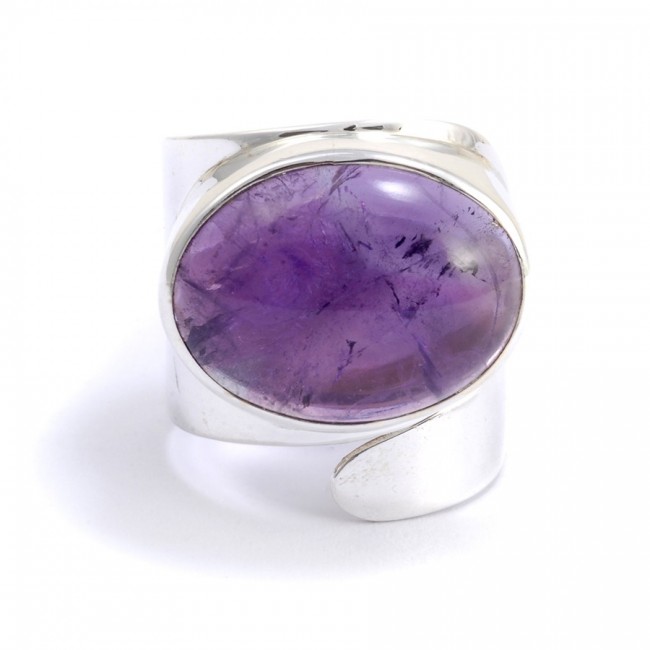 Bague réglable avec grande pierre cabochon - Silver Jewellery - Boutique Nirvana