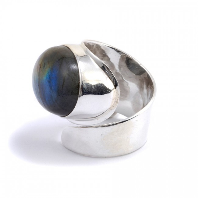 Bague réglable avec grande pierre cabochon - Silver Jewellery - Boutique Nirvana