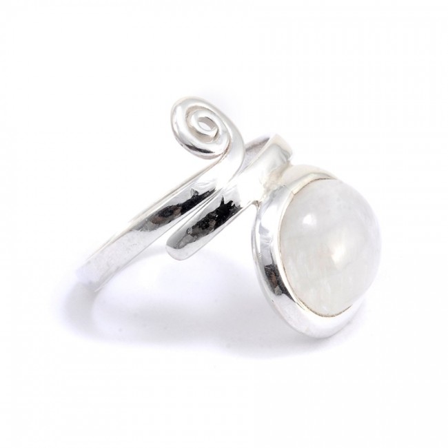 Bague réglable pierre ovale et spirale argent - Silver Jewellery - Boutique Nirvana