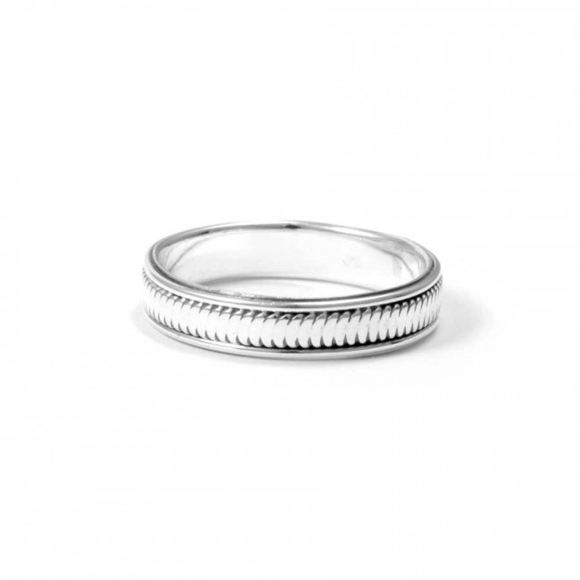 Anneau argent ciselé fin - Silver Jewellery - Boutique Nirvana