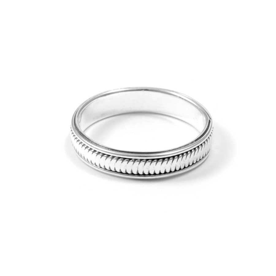 Anneau argent ciselé fin - Silver Jewellery - Boutique Nirvana