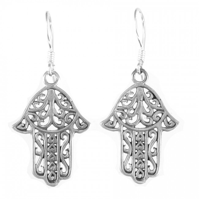 Boucles argent "main de Fatma" - BIJOUX ARGENT - Boutique Nirvana