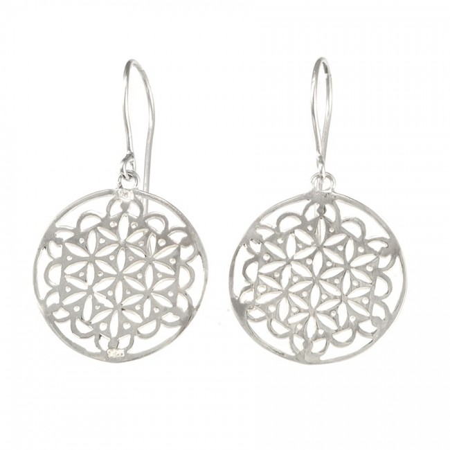 Boucles argent rondes fleur de vie - Silver Jewellery - Boutique Nirvana