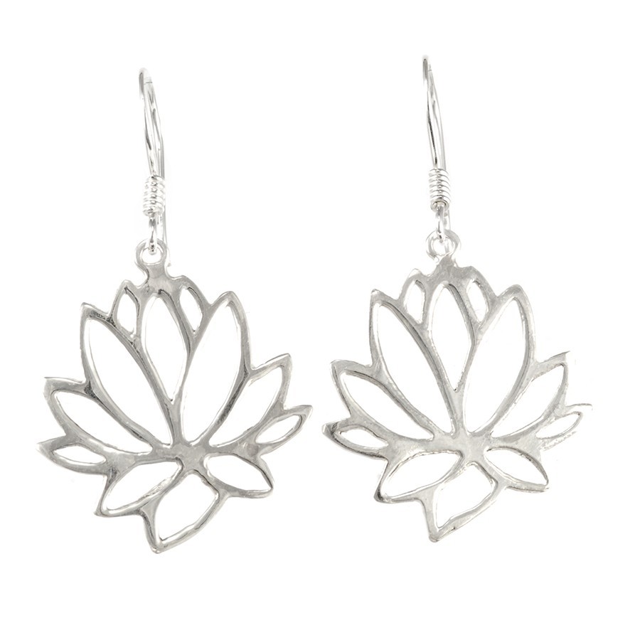 Boucles d'oreilles argent fleur de Lotus - BIJOUX ARGENT - Boutique Nirvana