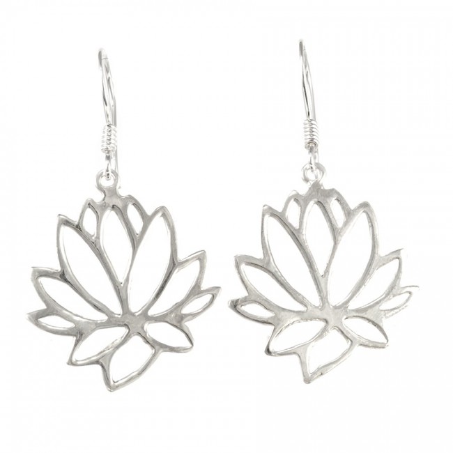 Boucles d'oreilles argent fleur de Lotus - BIJOUX ARGENT - Boutique Nirvana