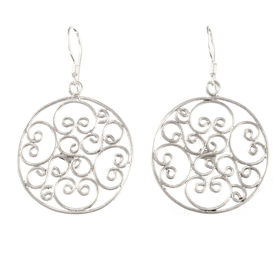 Boucles argent rondes volutes ajourées - BIJOUX ARGENT - Boutique Nirvana