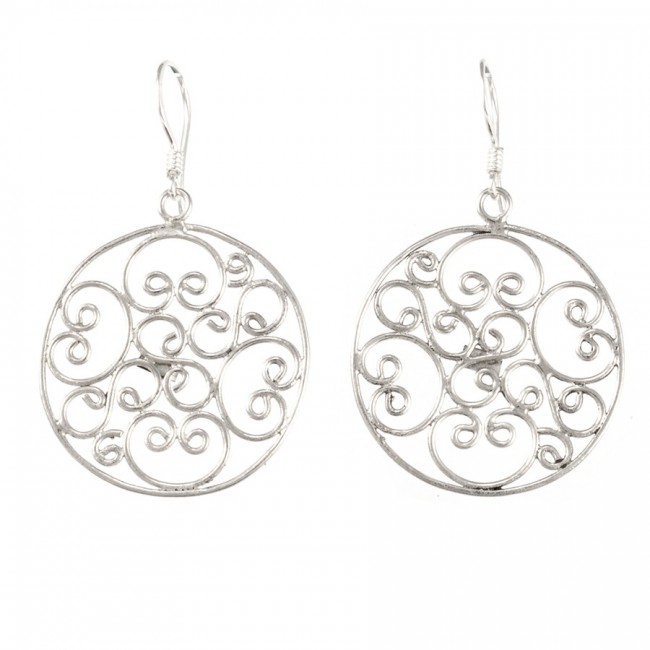 Boucles argent rondes volutes ajourées - BIJOUX ARGENT - Boutique Nirvana