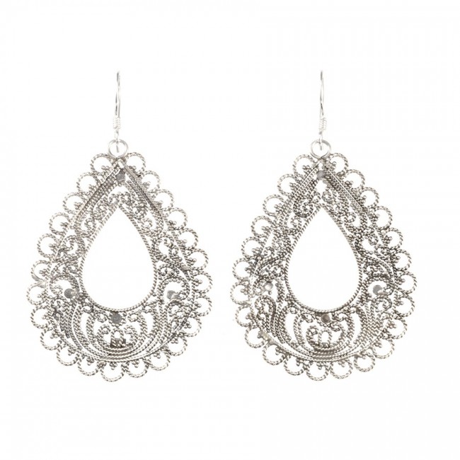 Boucles argent filigrane goutte - BIJOUX ARGENT - Boutique Nirvana